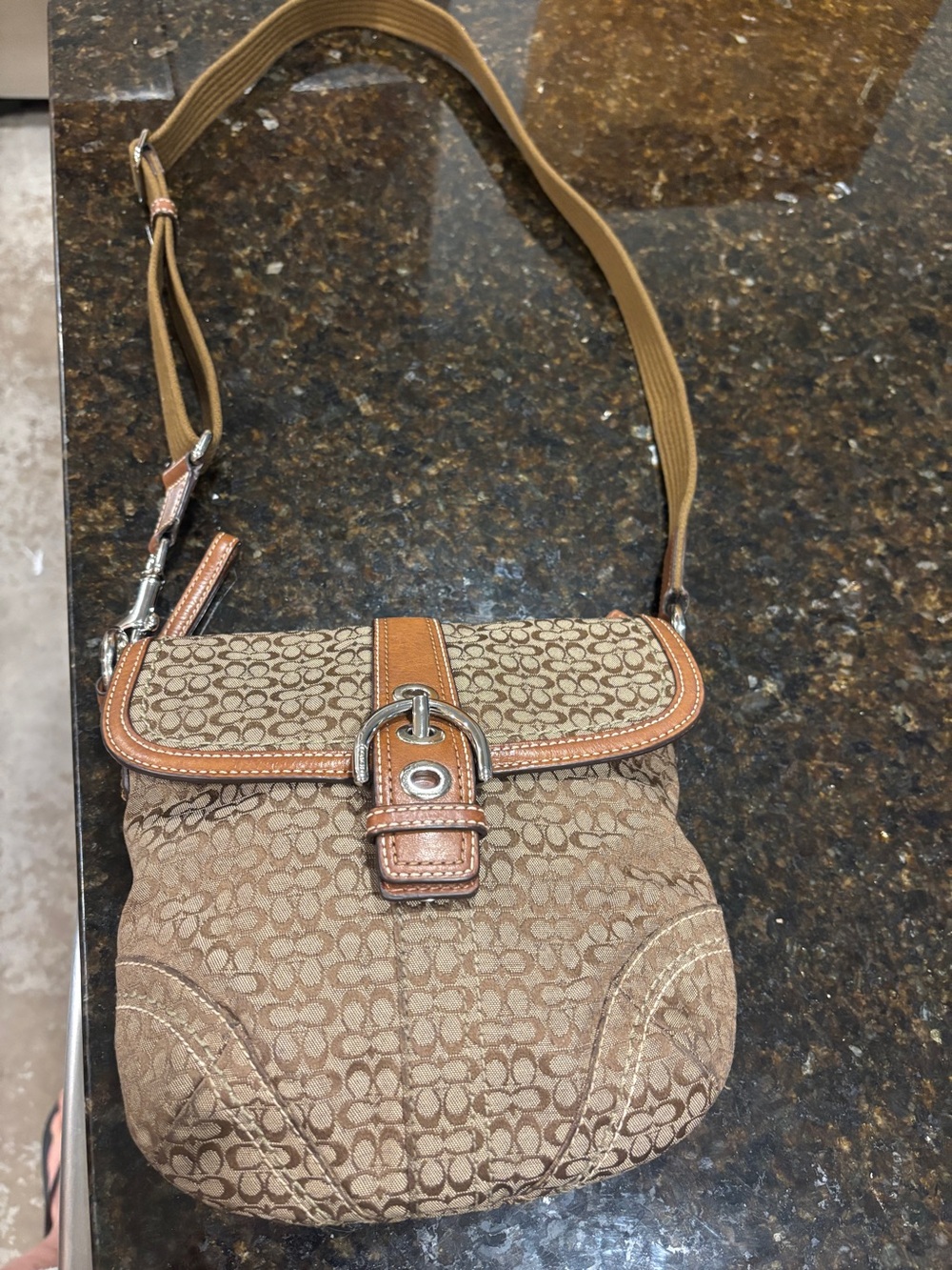 Vintage Coach Signature Canvas Crossbody Bag in Brown